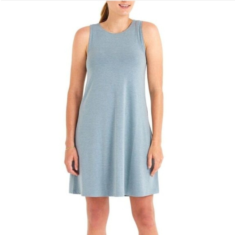Free Fly Women's Bamboo Sleeveless Swing‎ Dress Blue  Wicking Travel- Size M